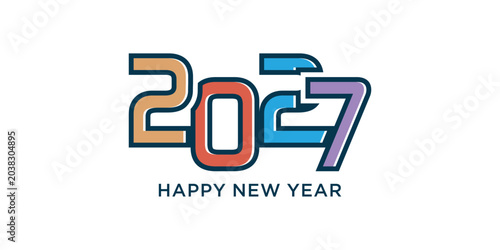 Happy new year 2027 design text vector illustration. New year celebration concept