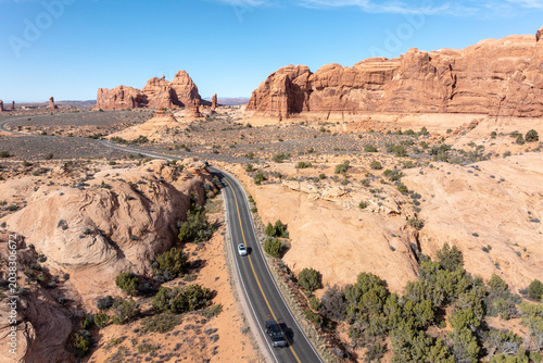 Εκτύπωση καμβά Aerial view of the natural geological landscape of Arches National Park, Utah, USA