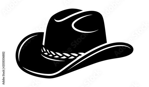 Tableau sur toile Black Cowboy Hat Silhouette Vector Illustration for Western Fashion Design