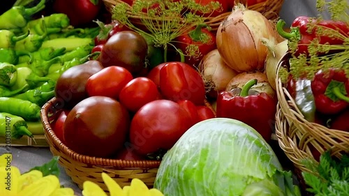 Close-up of various vegetables for sale at the market or in the store.