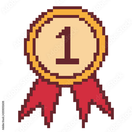 Medal award pixel art set first place