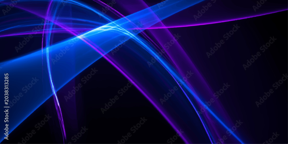 Obraz premium Abstract waves of luminous blue and purple light intertwine against a dark background, creating a sense of dynamic energy and modern design.