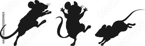 Billede på lærred a rodent preparing to leap from one building to another, a comical mouse with ha