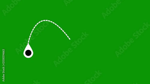 Minimal plane vacation animation, aviation travel route with location point motion and dashed airline line, tourism editing green screen background, alpha channel 4k video