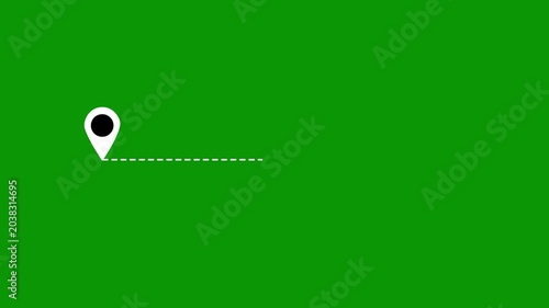 Travel airplane motion graphic, dotted airline route with point to point destination animation, minimal vacation path style, transparent green screen background effect, 4k video