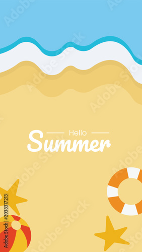 Vibrant Summer Beach Background with Inflatable Toys
