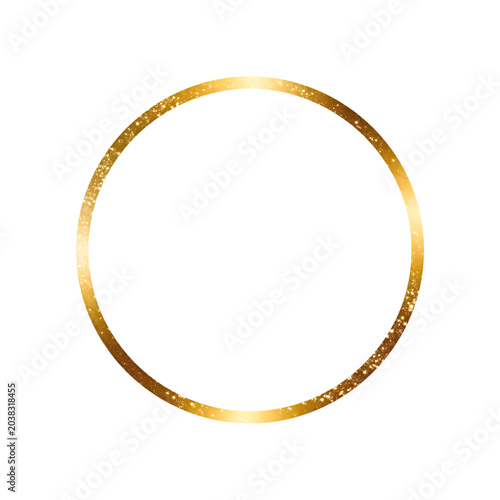 Golden glitter circle frame isolated on transparent background for decorative design elements and photo editing