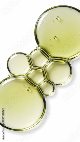 Crystal clear yellow liquid droplets