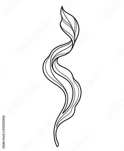 Seaweed Kelp Line Art Coloring Page Isolated on White Background