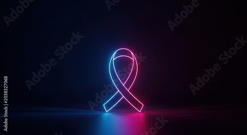 Neon awareness ribbon symbol hope.