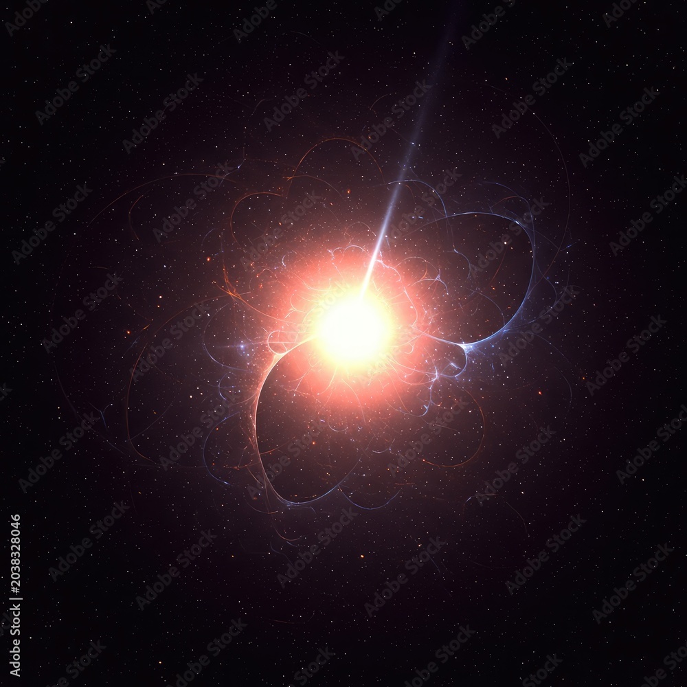 Obraz premium Abstract digital rendering of a deep cosmic singularity point pulling light and space into an endless void, symbolizing ultimate limits, breakthrough, density, point