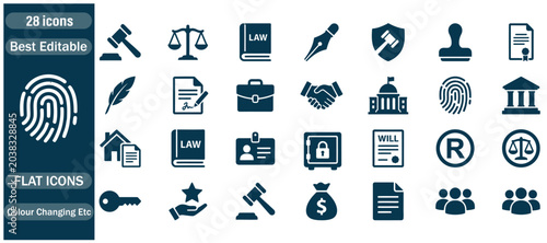 Bild auf Leinwand Government and Politics solid icon set for democracy, voting, election, legislation, diplomacy, authority, civil rights, and law symbols