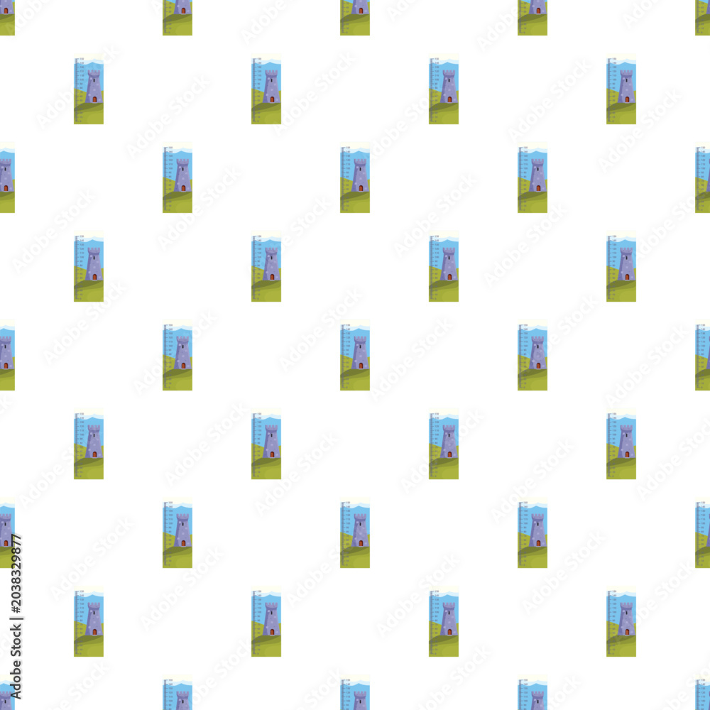 Obraz premium Cartoon tower with a measurement scale creating a repeating background pattern