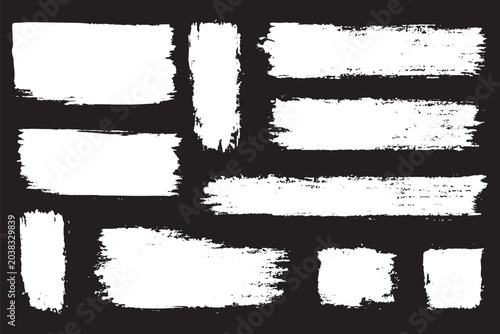 Foto Black grunge brush stroke set