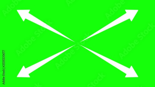 Four Arrows Extending from Center Toward Corners in X Shape on Green Background