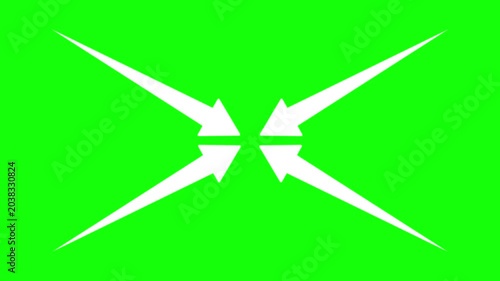 Four Arrows Extending from Corners Toward Center in X Shape on Green Background
