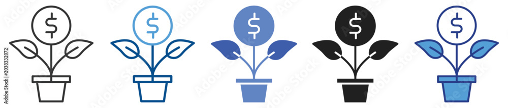 Foto Revenue icon set multiple style collection