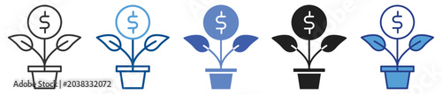 Foto Revenue icon set multiple style collection