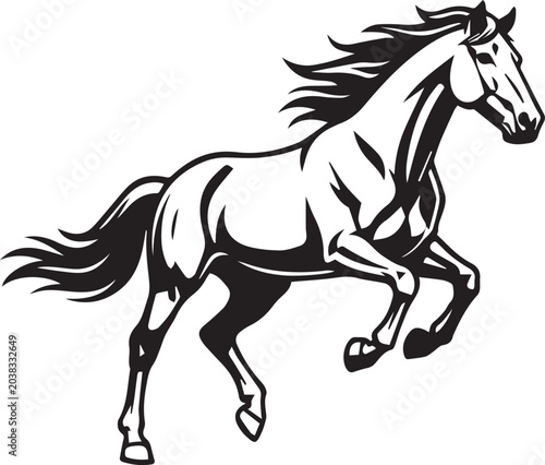 Majestic Horse Silhouette Vector Illustration Black and White