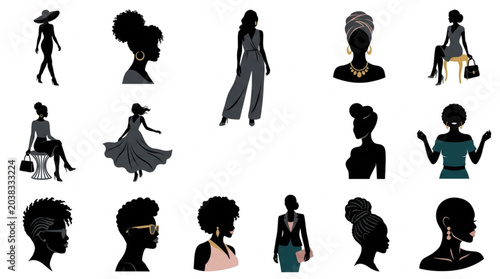 Photos Collection of Diverse Black Women Silhouettes in Fashionable Attire