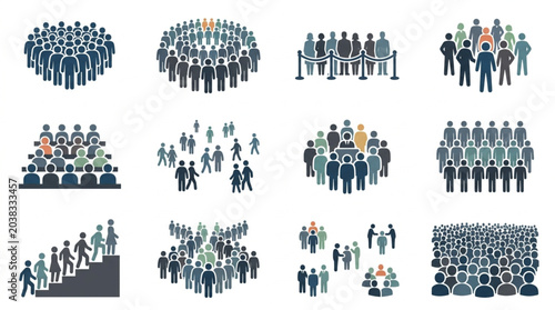 Canvastavla Collection of Diverse Crowd Illustrations and Silhouettes.