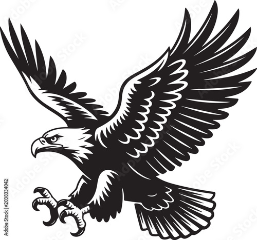 Canvastavla Bald eagle soaring with spread wings