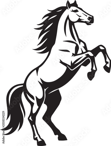 Majestic Horse Silhouette Vector Illustration Black and White