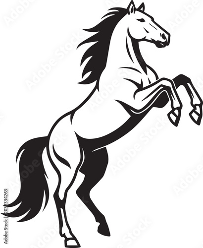Majestic Horse Silhouette Vector Illustration Black and White
