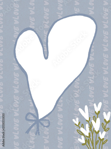 Lovely Heart Balloon Blue Textured Frame Perfect for Valentines Day Greetings and Love Letters