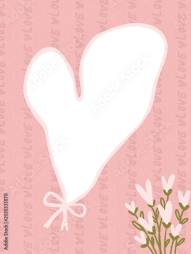 Cute Heart Balloon Pink Textured Frame Great for Romantic Wedding Invitations and Social Media Posts