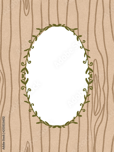 Aesthetic Wood Grain Texture Oval Leaf Frame Great for Rustic Wedding Invitations and Nature Posters