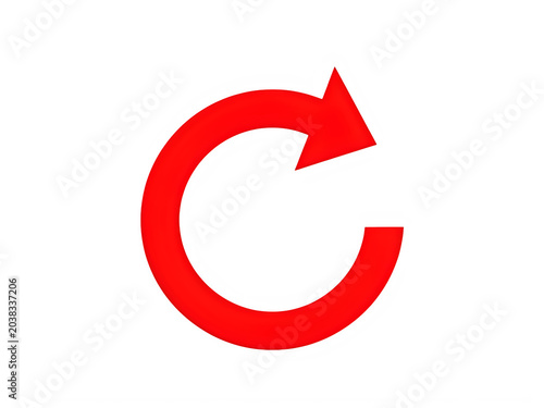 Foto Bold red circular arrow icon indicating refresh or repeat action
