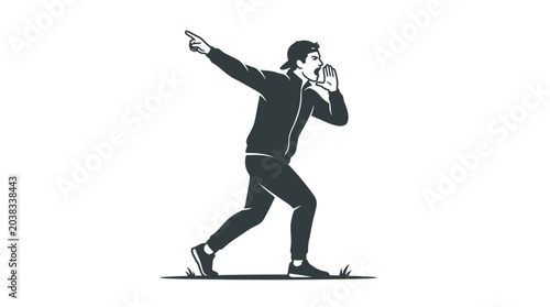 Fotografia A stylized illustration of a man shouting and pointing forward.
