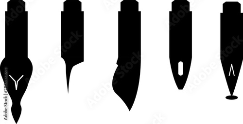 Foto Pen nib icon collection on transparent background