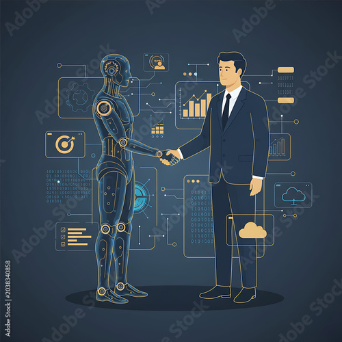 Artificial Intelligence Automation in Corporate Business Vector