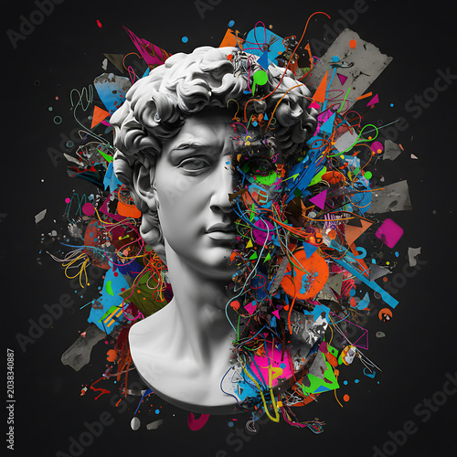 Classical Beauty and Chaotic Imperfection Surreal Collage