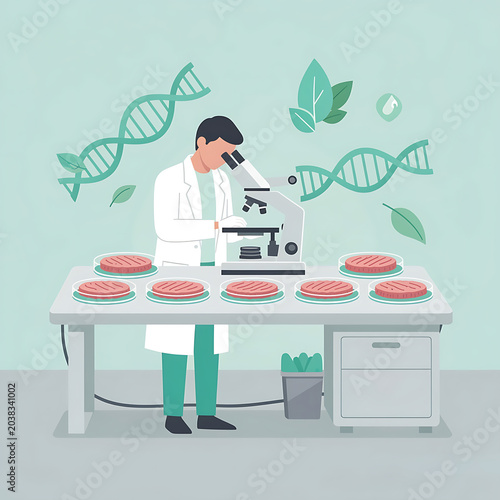 Plant-Based Meat Research Lab Vector Graphic