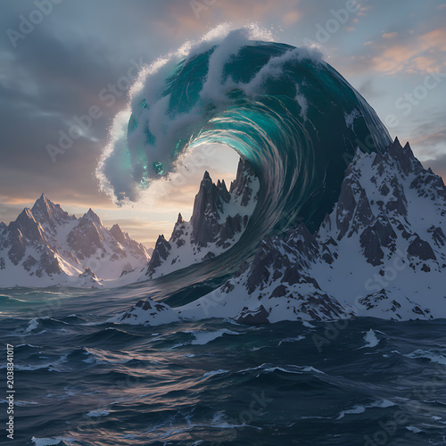 Ocean and Mountain Surreal Mashup Collage