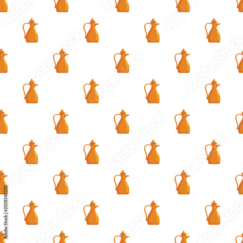 Fotografie Seamless pattern featuring traditional arabic dalek coffee pots on a white backg