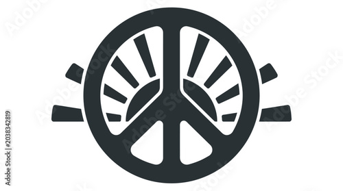 Schilderij op canvas Black peace sign symbol logo icon.
