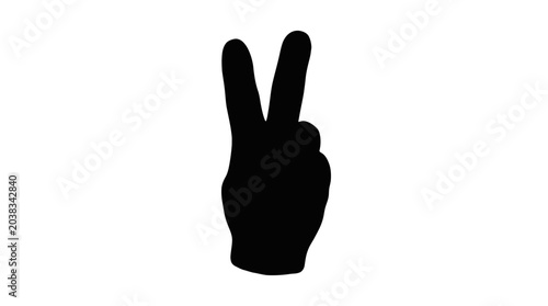 Schilderij op canvas Black Hand Making Peace Sign Gesture.