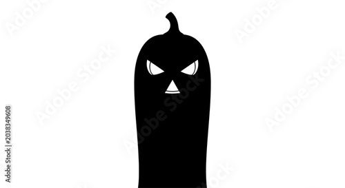 Cuadro en lienzo Minimalist black silhouette of a spooky jack o lantern pumpkin face
