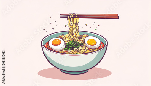 Traditional Ramen Bowl Vector Illustration – Japanese Noodle Soup Premium Food Design
