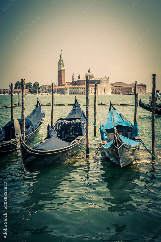 Obraz premium Gondolas and San Giorgio Maggiore church in Venice, Italy