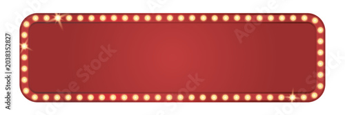 Foto Retro light box frame border with glowing bulbs, Festive Sale red shining marque