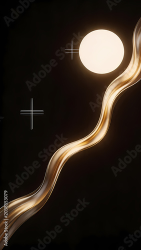 Golden wavy light band on black