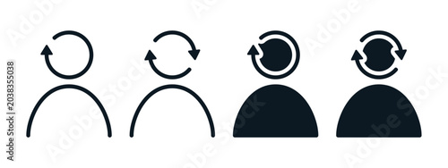 Profile Refresh Icon with User Avatar and Update Arrow. Account Sync. Vector Illustration