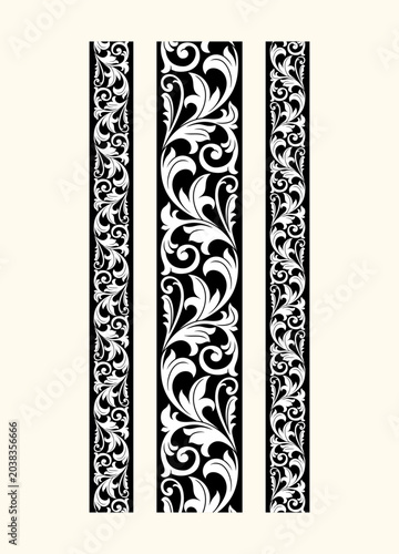 Slika na platnu floral border ornament, seamless border vector template, laser cut template, wed