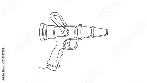 Continuous one line drawing of a firefighter water nozzle.