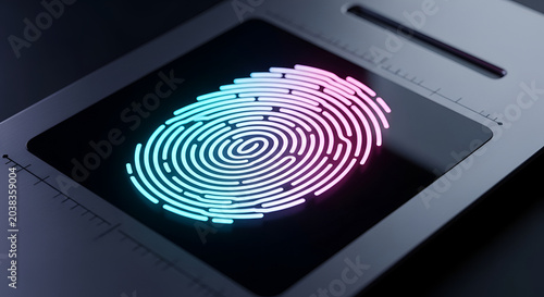 Digital Fingerprint Scanner Technology for Biometric Security Identification.